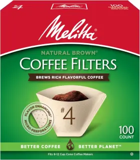 Melitta 445042593524 #4 Cone Coffee Filters Unbleached Natural Brown 100 Count Pack Of 6