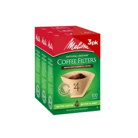 62413 Melitta #4 Cone Coffee Filters Unbleached Natural Brown 100 Count Pack Of 3