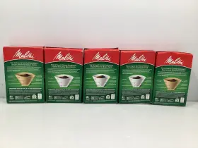 624600 Melitta #4 Super Premium Cone Coffee Filters Natural Brown And White Lot Of 5 #3