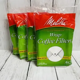 627402 Melitta Wrap Coffee Filter Paper White 40 Count - 4 Packs