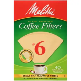 63214-dna Melitta #6 Cone Coffee Filters Unbleached Natural Brown 40 Ct 12 Pcs Packaging May Vary