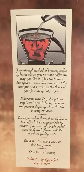 64256 Melitta Perfect Taste Pour Over Coffee 10 Cup Black Thermal Carafe # 4 No Lid #3