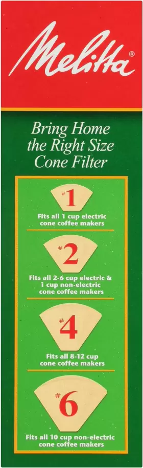 Melitta 691040150581 #2 Cone Coffee Filters Natural Brown 100 Count Pack Of 6 600 Total #2