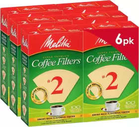 Melitta 691040150581 #2 Cone Coffee Filters Natural Brown 100 Count Pack Of 6 600 Total