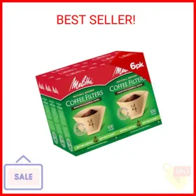 Melitta 705353069413 #4 Cone Coffee Filters Natural Brown 100 Count Pack Of 6