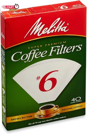 Melitta 744110600018 40-count Number 6 White Super Premium Coffee Filters