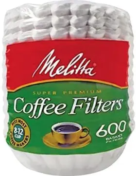 Mla631132 Melitta 63113 Super Premium 8-12 Cup Basket Coffee Filters White 600 Count