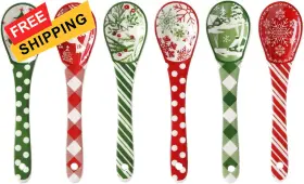 Xmasspoon02 Metahom Christmas Ceramic Coffee Spoons Colorful 5.25 Inch Assorted Color