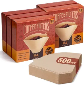 Metflavor 445031714763 500 Count Cone Coffee Filters #4 Disposable Unbleached Filter 8-12 Cup 1