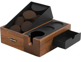 X003v33ed9 Mhw-3bomber Espresso Tamping Station Wooden Knock Box And Tamp