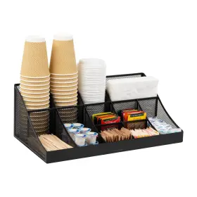 Mind Reader 887530008429 Cup And Condiment Station Countertop Org Coffee Bar Kitchen Metal Mesh 1