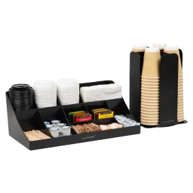 Mind Reader 887530023842 Cup Carousel And Condiment Organizer Set Countertop Storage Black