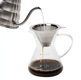 Mind Reader 887530073243 Pour Over Coffee Maker Single Serve Reusable Stainless Steel Filter Glass