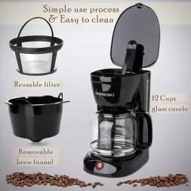 8541895238 Mixpresso 12 Cup Coffee Pot Auto-off And Reusable Filter Large Drip Maker #2