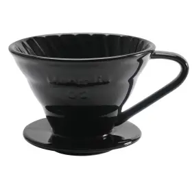 Mongdio 732497185570 Ceramic Pour Over Coffee Dripper Reusable Porcelain 02 Black 1 Hole