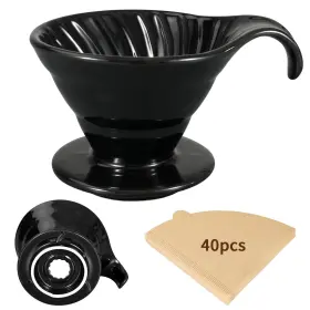 Gl-678a Mongdio Pour Over Ceramic Coffee Reusable Porcelain 02 Black