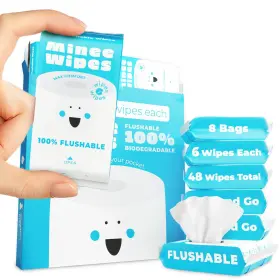 Moonies 198715699821 Impossibly Compact Travel Flushable Wipes - 99.5% Water And Aloe Safe For S