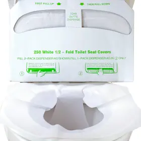 Mop Mob 817244029342 Biodegradable Halffold Toilet Seat Covers 250pk. Selfflushing Disposable Pot