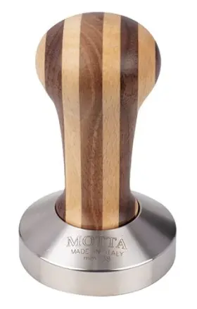 Motta 007986068026 Striped Wood Espresso Coffee Tamper With Flat 58mm Stainless Steel Ba