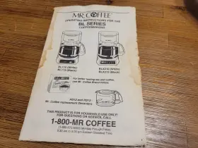 Bl110 Mr. Coffee 10 Cup Maker Instruction User Manual Only Replacement