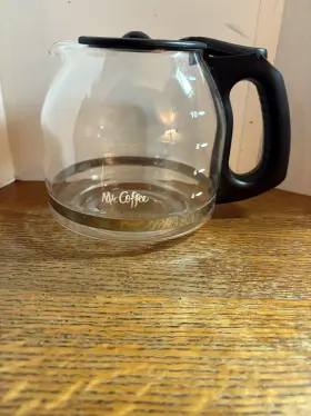 J165yl Mr Coffee 12 Cup Replacement Carafe Glass With Stainless Band And Black Lid