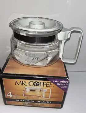 Td40 Mr. Coffee New 4 Cup Glass Replacement Decanter D40 White With Lid