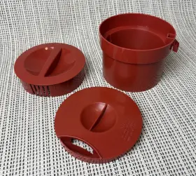 Tm1.1 Mr. Coffee 3pc Red Iced Tea Pot By Replacement Lids And Brew Steeping Basket