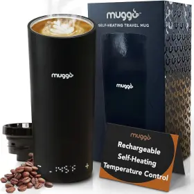 Muggo 743811451837 12 Oz Self-heating Coffee Mug With 3 Hour Battery Life Tea And Hot Be