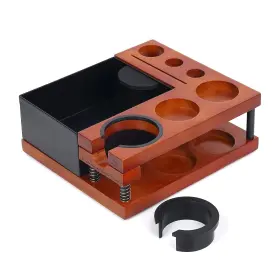 Muvna 762763242270 Espresso Knock Box Tamping Station Two-tier Organizer Spring-loade
