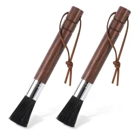 Myselect 762736725076 2-pack Coffee Grinder Cleaning Brush With Walnut Handle And Boar Bristle