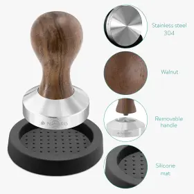 Navaris 063004214565 Coffee Tamper - Handheld Stainless Steel Espresso Press With Walnut H #3