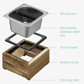Navaris 063004281048 Coffee Knock Box - Stainless Steel And Wood Bin For Espresso Machine G #3