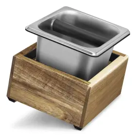 Navaris 063004281048 Coffee Knock Box - Stainless Steel And Wood Bin For Espresso Machine G