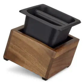 54693.02 Navaris Coffee Knock Box - Stainless Steel And Wood Bin For Espresso Machine