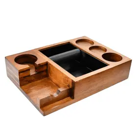Navrex 056500191859 13.4ftft Large Espresso Knock Box And Tamping Station Solid Wood Accessor