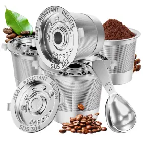 Nsrc4 Nessus 4 Pack Reusable K Cups Coffee Pods For Keurig 1.0 Stainless Steel Refillable