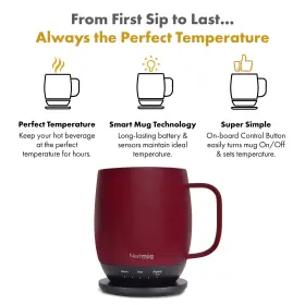 Nextmug By Nextboom 850043163084 Plus - Temperature-controlled Self-heating Coffee Mug Burgundy 18 #2