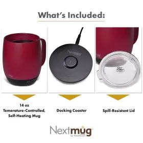 Nextmug By Nextboom 850043163084 Plus - Temperature-controlled Self-heating Coffee Mug Burgundy 18 #3