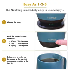 Nextmug By Nextboom 850043163275 Plus - Temperature-controlled Self-heating Coffee Mug Slate Blue 18 Oz #3
