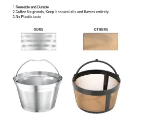 Nicelucky 713752430666 Reusable 4-5cup Basket Replacement Coffee Filters- Stainless Steel Permanent Cof #3