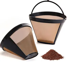 Kfb008 Nraxiot 2pcs Reusable Coffee Filters For Ninja Premium Gold Filter No.4 Cone