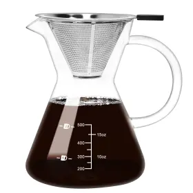 Ob-40005 Obsoorth 500ml Glass Pour Over Coffee Maker - Double Filter 4 Cup Dripper Heavy Duty