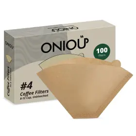 Oniou 645569485716 Coffee Filters #4 Number 4 Cone Paper 8-12 Cup Unbleached 100