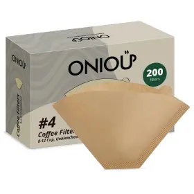 Oniou 645569485723 Unbleached Coffee Filters #4 200 Count For 8-12 Cup Makers