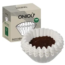 Oniou 645569485785 Coffee Filters 8-12 Cup Basket Flat Bottom 100 Count Disposable
