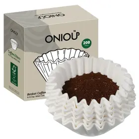 Oniou 645569485792 Basket Coffee Filters 8-12 Cup 200 Count Flat Bottom Paper For Drip