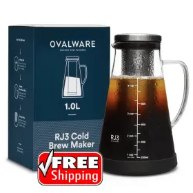 Oval-06-coldbrew-l Ovalware Cold Brew Coffee/tea Maker 1.5 L/51 Oz New Clear Glass Carafe Removable