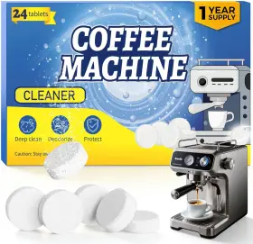 Pakimi 313104873808 Coffee Maker Cleaner Descaler Tablets 24 Counts Machine Cleaning Tabs Compatib