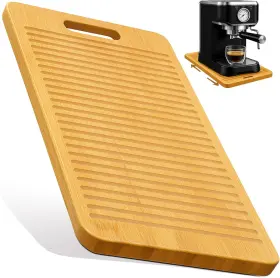 Pallyou 445025956933 Sliding Tray For Coffee Maker Appliance Slider Bamboo With Rubber Wheels He