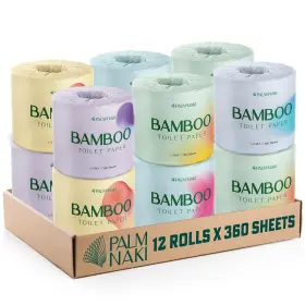 Palm Naki 840320604881 100% Bamboo Toilet Paper 360 3-ply Sheets Pack Of 12 Tree-free Septic-safe